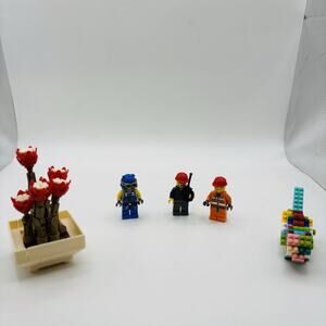 Lego mini-figure lot. 3 Figures. 1 Flower And A Bird.